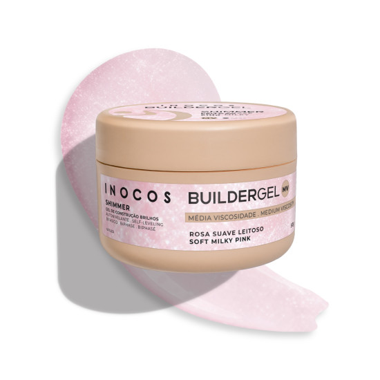 BUILDER GEL MV SHIMMER ROSA SUAVE LEITOSO, 50G