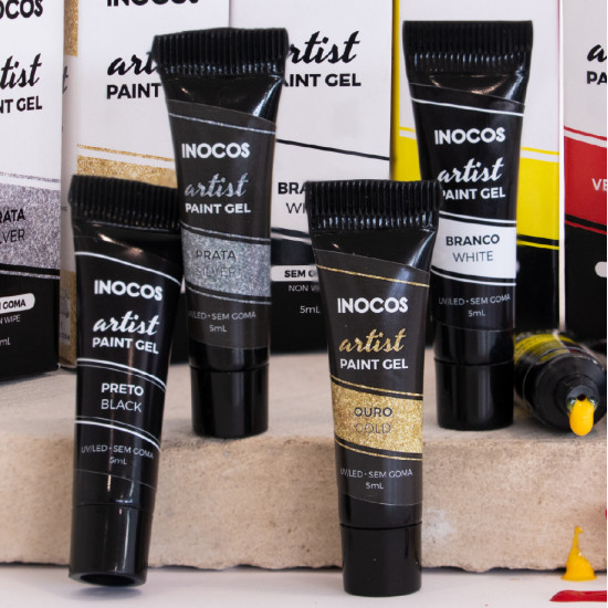 PAINT GEL ARTIST INOCOS DOURADO, 5ML