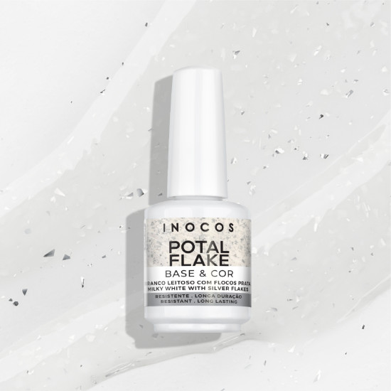 V. GEL BASE POTAL BRANCO LEITOSO FLOCOS PRATA, 15ML