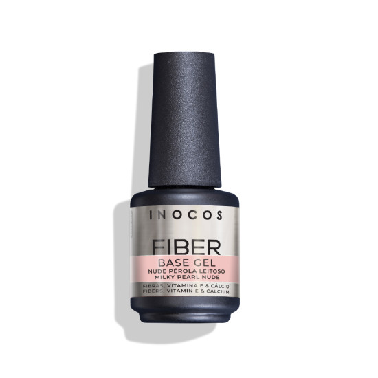 VERNIZ GEL FIBER BASE COVER NUDE PÉROLA LEITOSO, 15ML