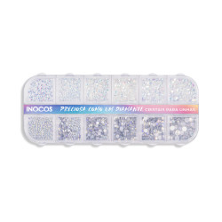 CRISTAIS PARA UNHAS - BRANCO E PRATA  HOLOGRÁFICO
