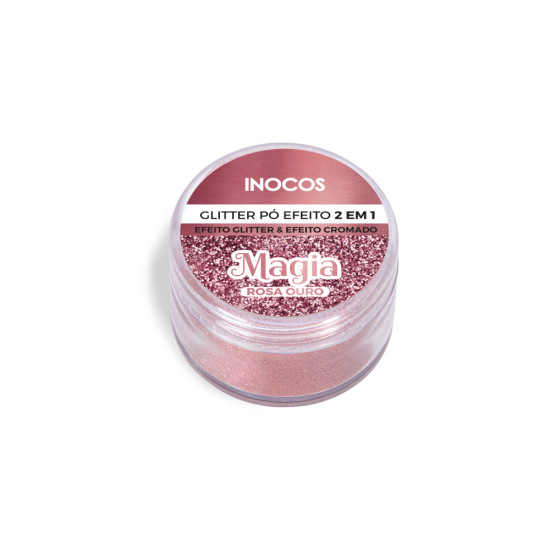 P&Oacute; GLITTER INOCOS MAGIA ROSA OURO, 3G