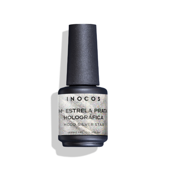 VERNIZ GEL INOCOS MARIA ESTRELA PRATA HOLOG, 15ML