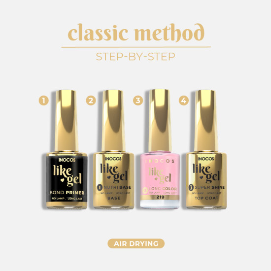 VERNIZ LIKE GEL 219 INOCOS, 11ML - ATITUDE ROSA | ROSA PALIDO CINTILANTE