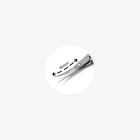 Premium Tesoura Cutículas 001 91mm ponta curva 19mm -