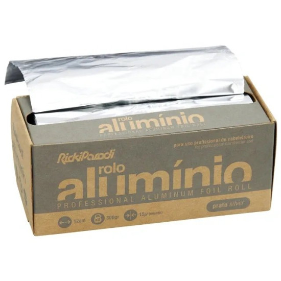 Alum&iacute;nio em Rolo para Madeixas RickiParodi Prata 12 cm 300 gr