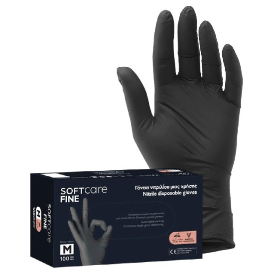 Luva Descart&aacute;vel Soft Care Nitrilo sem P&oacute; Pretas M 100 Unidades