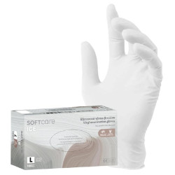 Luva Descart&aacute;vel Soft Care Vinil sem P&oacute; Brancas L 100 Unidades
