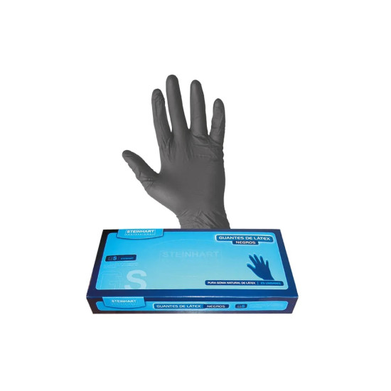 Luva Descartável Steinhart Latex Pretas M 25 Unidades