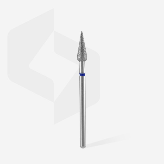 Broca diamantada para pele "pera" pontiaguda azul EXPERT diâmetro 4 mm, parte útil 12 mm (divisível por 10)