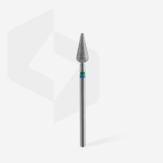 DUO broca diamantada para pele "pera" azul-verde EXPERT diâmetro 5 mm, parte útil 12 mm (divisível por 10)