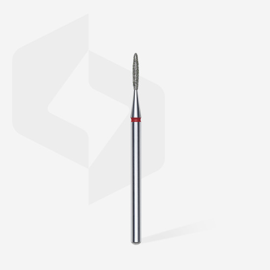 Broca diamantada para pele "chama" vermelha EXPERT diâmetro 1,4 mm, parte útil 8 mm (divisível por 10)