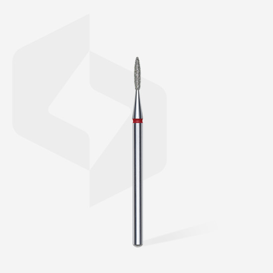 Broca diamantada para pele "chama" vermelha EXPERT diâmetro 1,6 mm, parte útil 8 mm (divisível por 10)