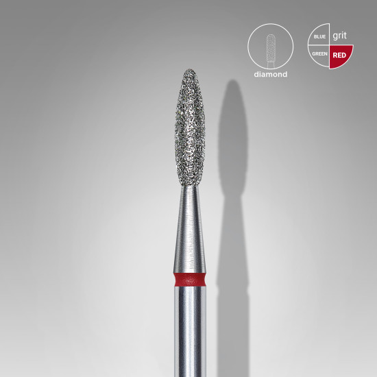 Broca diamantada para pele "chama" vermelha EXPERT diâmetro 2,1 mm, parte útil 8 mm (divisível por 10)