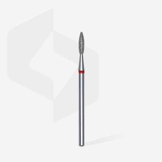 Broca diamantada para pele "chama" vermelha EXPERT diâmetro 2,1 mm, parte útil 8 mm (divisível por 10)