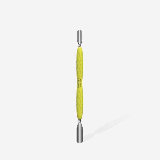 Empurrador de cutícula para manicure Gummy com cabo de silicone amarelo UNIQ 10 TYPE 1 (empurrador arredondado largo e empurrador arredondado estreito)