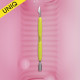 Empurrador de cutícula para manicure Gummy com cabo de silicone amarelo UNIQ 10 TYPE 3 (empurrador arredondado estreito e empurrador com bordos inclinados)