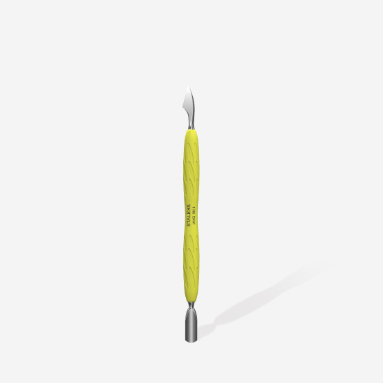 Empurrador de cutícula para manicure Gummy com cabo de silicone amarelo UNIQ 10 TYPE 3 (empurrador arredondado estreito e empurrador com bordos inclinados)