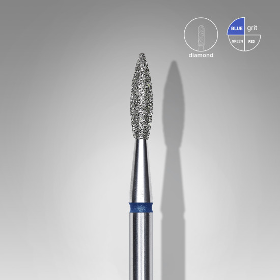 Broca diamantada para pele "chama" afiada azul EXPERT diâmetro 2,1 mm, parte útil 8 mm (divisível por 10)