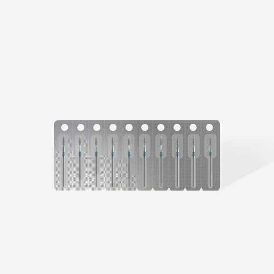DUO broca diamantada para pele "chama" azul-verde EXPERT diâmetro 2,1 mm, parte útil 8 mm (divisível por 10)