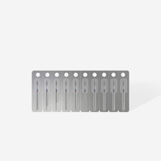 DUO broca diamantada para pele "chama" azul-vermelha EXPERT diâmetro 2,1 mm, parte útil 8 mm (divisível por 10)
