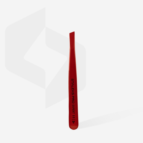 Pinça para sobrancelhas EXPERT 11 TIPO 3 (bordos largos inclinados), vermelha