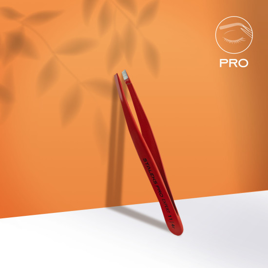 Pinça para sobrancelhas EXPERT 11 TIPO 4r (bordos inclinados estreitos), vermelha