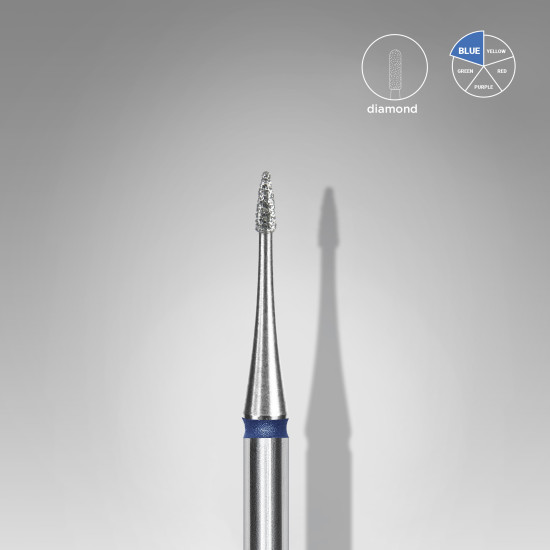 Broca diamantada para pele "chama" mini azul EXPERT diâmetro 1 mm, parte útil 3 mm (divisível por 10)