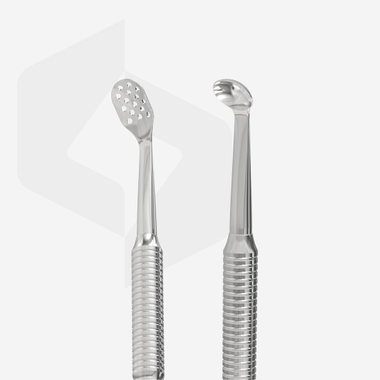 Ferramenta de cosmetologia de dupla ponta EXPERT 20 TIPO 1 (colher UNO grande e ovalada com 15 furos)