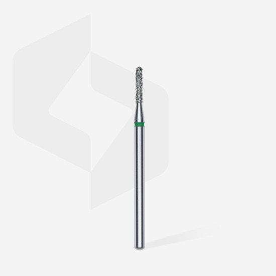 Broca diamantada para pele "cilindro" arredondada verde EXPERT diâmetro 1,4 mm, parte útil 8 mm (divisível por 10)