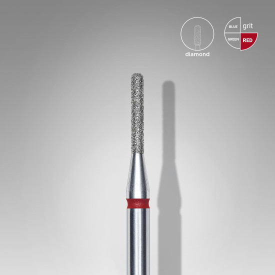 Broca diamantada para pele "cilindro" arredondada vermelha EXPERT diâmetro 1,4 mm, parte útil 8 mm (divisível por 10)