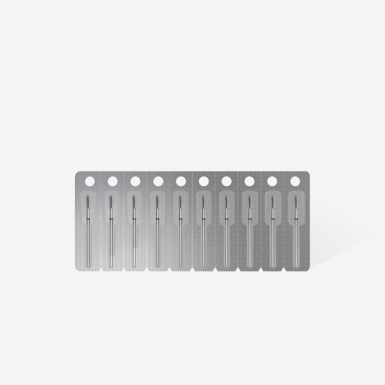 Broca diamantada para pele "cilindro" arredondada vermelha EXPERT diâmetro 2,3 mm, parte útil 6,5 mm (divisível por 10)