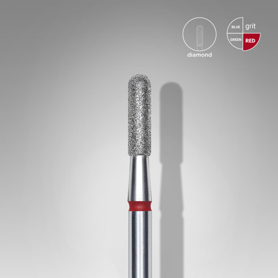 Broca diamantada para pele "cilindro" arredondada vermelha EXPERT diâmetro 2,3 mm, parte útil 8 mm (divisível por 10)