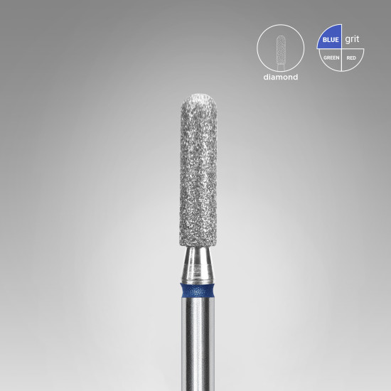 Broca diamantada para pele "cilindro" arredondada azul EXPERT diâmetro 2,5 mm, parte útil 10 mm (divisível por 10)