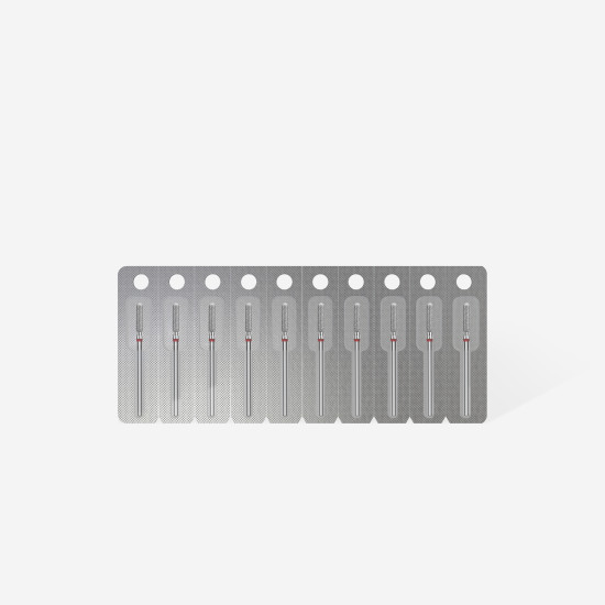 Broca diamantada para pele "cilindro" arredondada vermelha EXPERT diâmetro 2,5 mm, parte útil 10 mm (divisível por 10)
