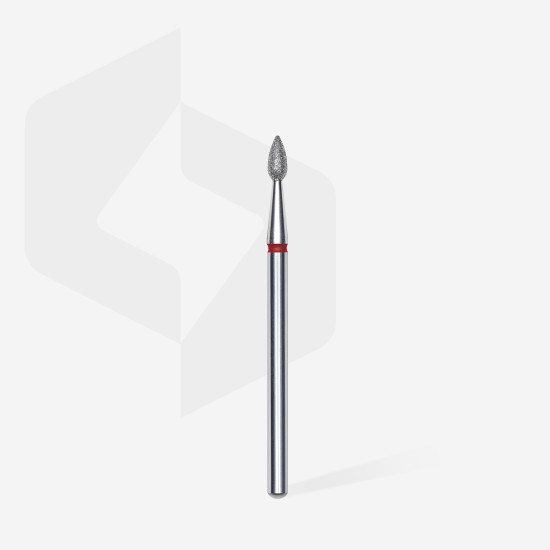 Broca diamantada para pele "gota" vermelha EXPERT diâmetro 2,3 mm, parte útil 5 mm (divisível por 10)