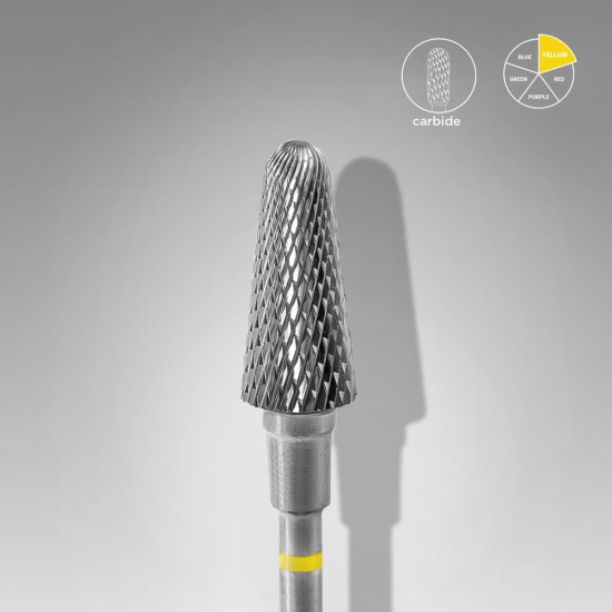 Broca de carboneto para unhas "frustum" amarela EXPERT, diâmetro 6 mm / parte útil 14 mm