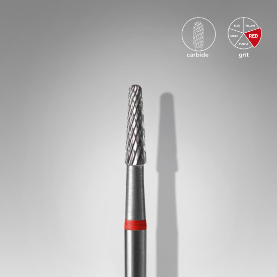 Broca de carboneto para unhas "cone" vermelha EXPERT, diâmetro 2,3 mm / parte útil 8 mm