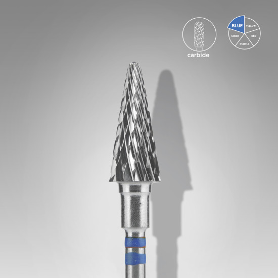 Broca de carboneto para unhas para canhotos, "cone", azul, EXPERT, diâmetro 6 mm / parte útil 14 mm