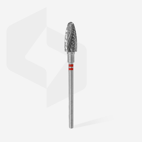 Broca de carboneto para unhas para canhotos "milho" vermelha EXPERT, diâmetro 6 mm / parte útil 14 mm